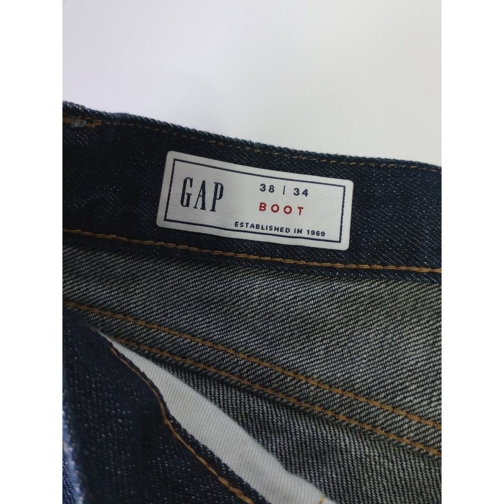 Gap Boot Jeans Men's Size 38x34 Dark Blue Denim Bootcut 100% Cotton Jeans - Picture 3 of 8